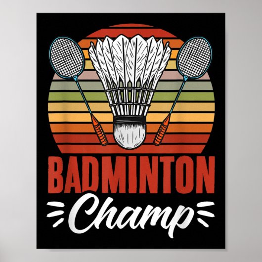 Badminton-Champ-Schläger-Shuttle Vintage-Badminton Poster (Vorne)