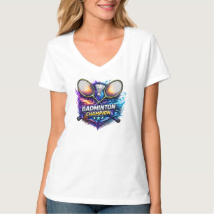 Badminton Champion Grafik Frauen V-Ausschnitt T-Sh T-Shirt