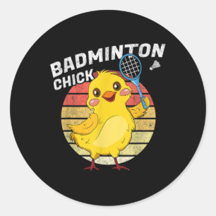 Badminton Chick Retro Huhn Birdie Frauen Badmint Runder Aufkleber