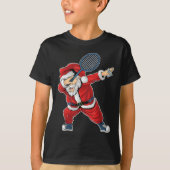 Badminton Christmas Dabbing Santa Claus With Shutt T-Shirt (Vorderseite)