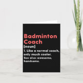 Badminton Coach Definition Funny Trainer Geschenk  Karte (Vorderseite)