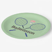 Badminton Design Pappteller (Schrägansicht)