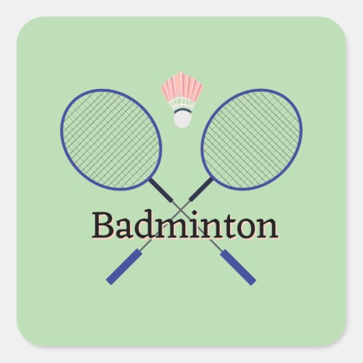 Badminton Design Quadratischer Aufkleber (Vorderseite)