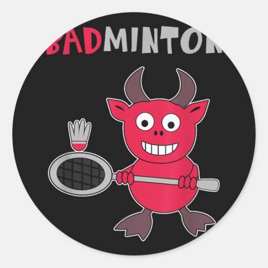 Badminton Devil Badminton Player Shuttle Sports Sm Runder Aufkleber (Vorderseite)