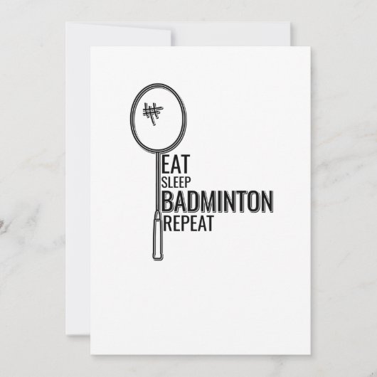 Badminton - Eat Sleep Badminton Wiederholung Einladung (Vorderseite)