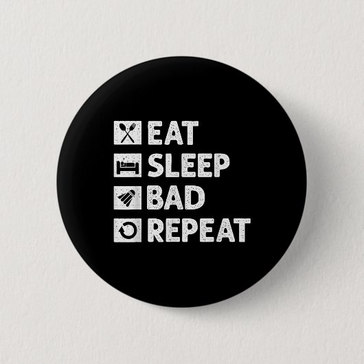 Badminton Eat Sleep Wiederholung Funny Shuttle Mem Button (Vorderseite)