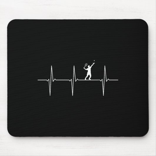 Badminton Ecg Heartbeat Pulsfrequenz Mousepad (Vorne)