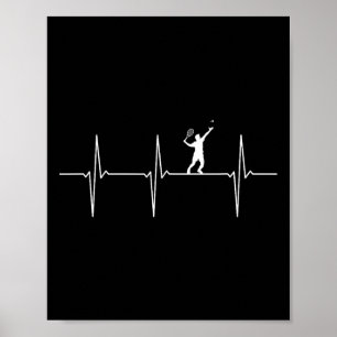 Badminton Ecg Heartbeat Pulsfrequenz Poster