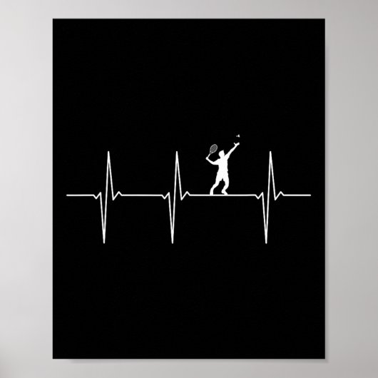 Badminton Ecg Heartbeat Pulsfrequenz Poster (Vorne)