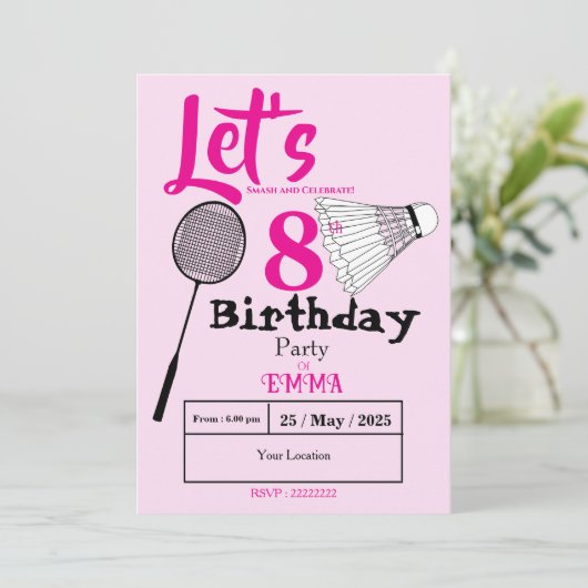 Badminton Einladung (Stehend Vorderseite)