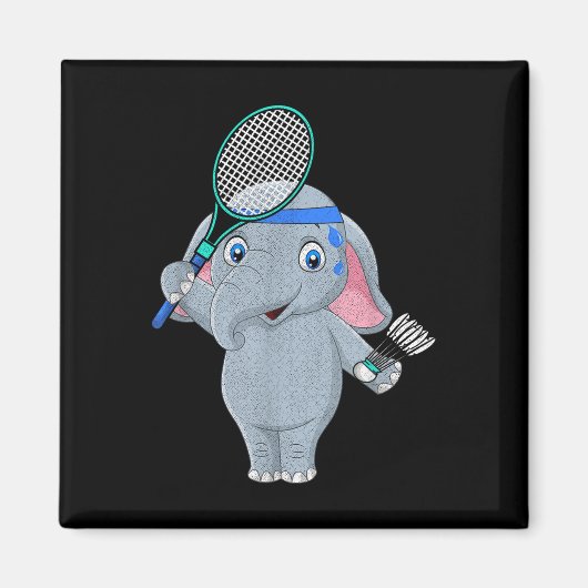 Badminton Elephant Magnet (Vorne)