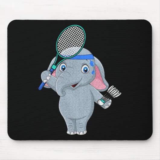Badminton Elephant Mousepad (Vorne)