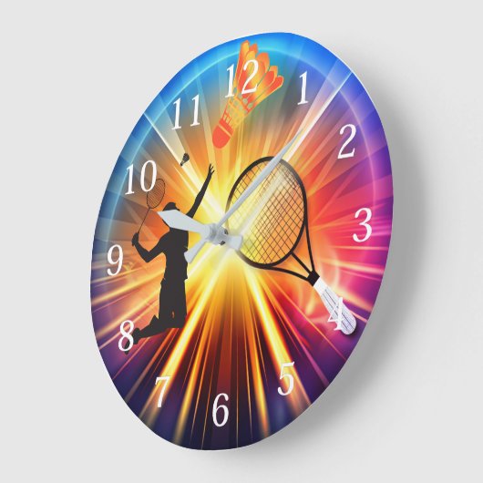 Badminton Enthusiasten Wall Clock Große Wanduhr (Winkel)