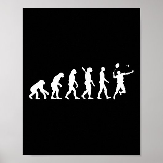 Badminton Evolution Jersey T-Shirt Funny Rackets B Poster (Vorne)