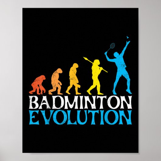 Badminton Evolution Monkey Badminton Player Badmin Poster (Vorne)
