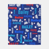 Badminton fährt weiß, blau, rot fleecedecke (Vorderseite)