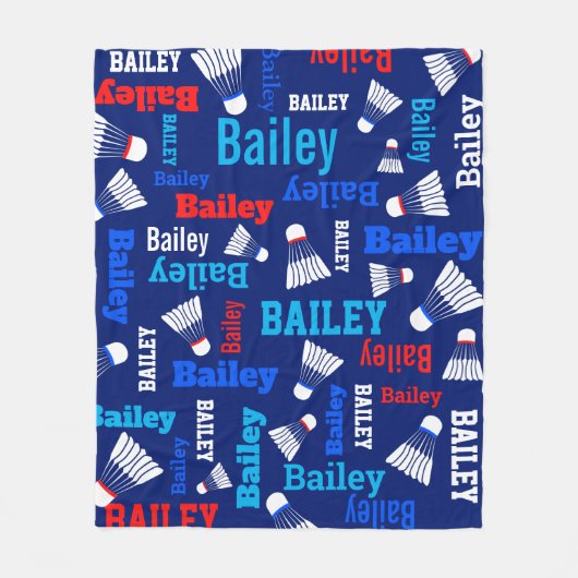 Badminton fährt weiß, blau, rot fleecedecke (Vorderseite)