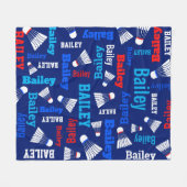 Badminton fährt weiß, blau, rot fleecedecke (Vorderseite (Horizontal))