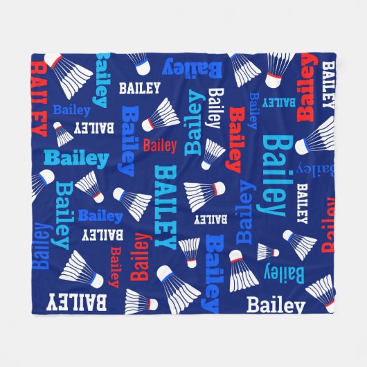 Badminton fährt weiß, blau, rot fleecedecke (Vorderseite (Horizontal))