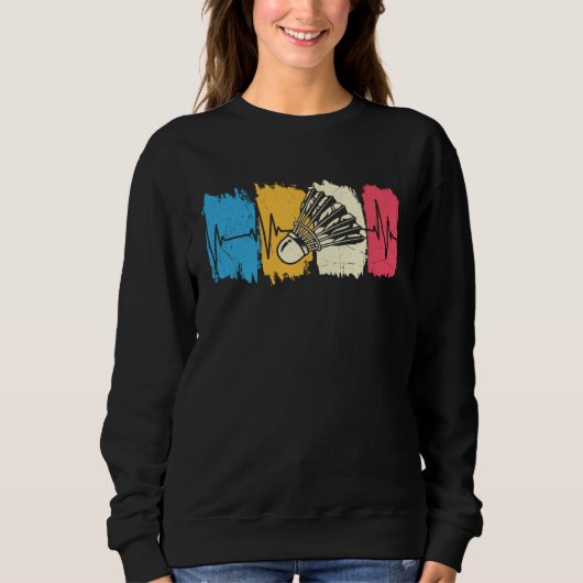 Badminton Federball Herzschlag Sweatshirt (Vorderseite)