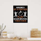 Badminton - Federbälle auf einer Feder Poster (Küche)