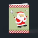 Badminton Feiertagskarte<br><div class="desc">Das schöne Badminton-Design mit dem Weihnachtsmann,  der kurz davor steht,  eine Birdie zu zerschlagen.</div>