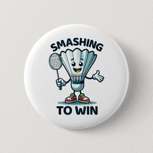 Badminton Forever Cartoon Shuttle und Racket Graph Button (Vorderseite)