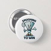 Badminton Forever Cartoon Shuttle und Racket Graph Button (Vorne & Hinten)