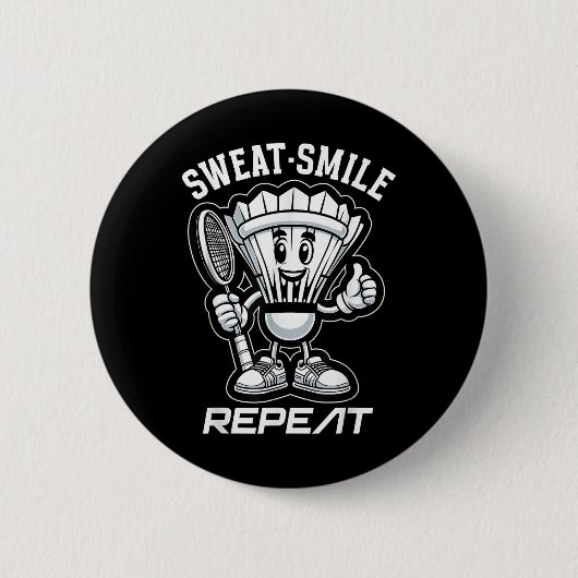 Badminton Forever Cartoon Shuttle und Racket Graph Button (Vorderseite)