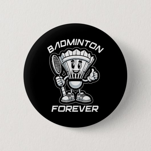 Badminton Forever Cartoon Shuttle und Racket Graph Button (Vorderseite)