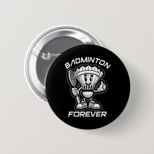 Badminton Forever Cartoon Shuttle und Racket Graph Button (Vorne & Hinten)