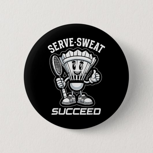 Badminton Forever Cartoon Shuttle und Racket Graph Button (Vorderseite)