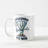 Badminton Forever Cartoon Shuttle und Racket Graph Kaffeetasse (Links)