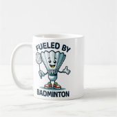 Badminton Forever Cartoon Shuttle und Racket Graph Kaffeetasse (Links)