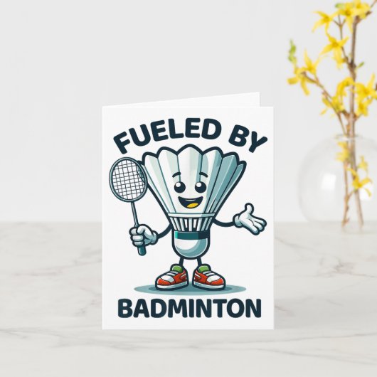 Badminton Forever Cartoon Shuttle und Racket Graph Karte (Gelbe Blume)