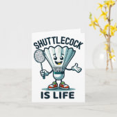 Badminton Forever Cartoon Shuttle und Racket Graph Karte (Gelbe Blume)