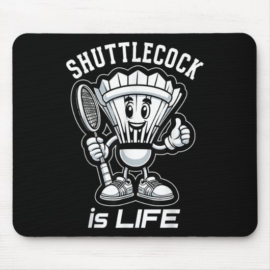 Badminton Forever Cartoon Shuttle und Racket Graph Mousepad (Vorne)