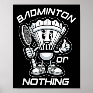 Badminton Forever Cartoon Shuttle und Racket Graph Poster
