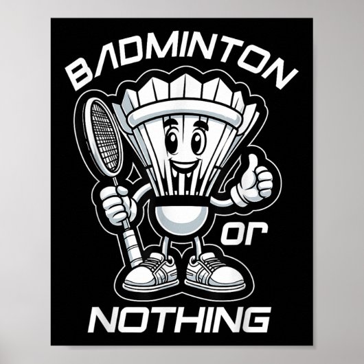 Badminton Forever Cartoon Shuttle und Racket Graph Poster (Vorne)