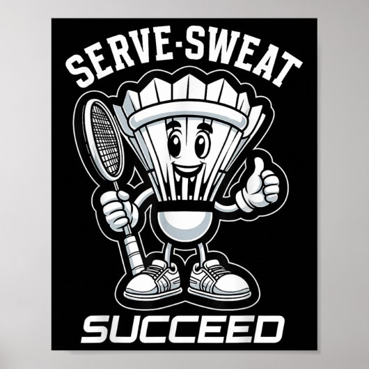 Badminton Forever Cartoon Shuttle und Racket Graph Poster (Vorne)
