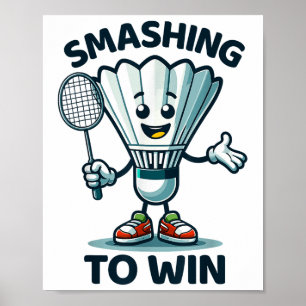 Badminton Forever Cartoon Shuttle und Racket Graph Poster