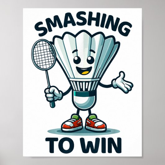 Badminton Forever Cartoon Shuttle und Racket Graph Poster (Vorne)