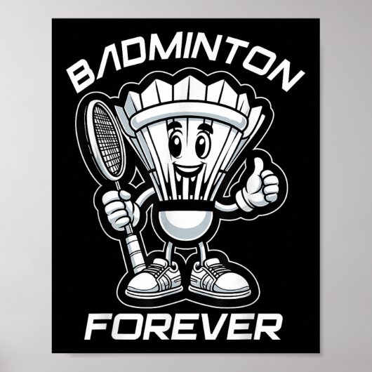 Badminton Forever Cartoon Shuttle und Racket Graph Poster (Vorne)