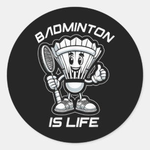 Badminton Forever Cartoon Shuttle und Racket Graph Runder Aufkleber