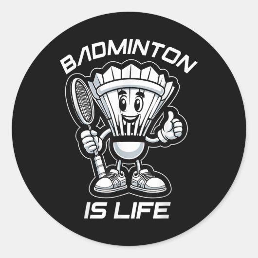 Badminton Forever Cartoon Shuttle und Racket Graph Runder Aufkleber (Vorderseite)
