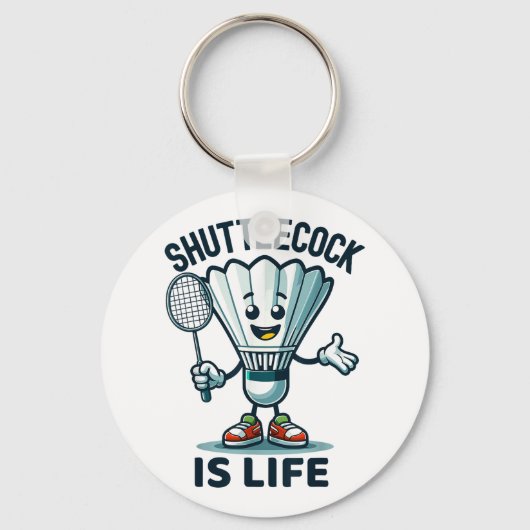 Badminton Forever Cartoon Shuttle und Racket Graph Schlüsselanhänger (Vorderseite)