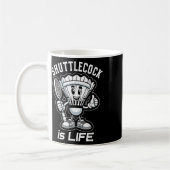 Badminton Forever Cartoon-Shuttle und Schläger Gra Kaffeetasse (Links)