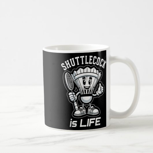 Badminton Forever Cartoon-Shuttle und Schläger Gra Kaffeetasse (Rechts)
