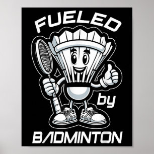 Badminton Forever Cartoon-Shuttle und Schläger-Gra Poster