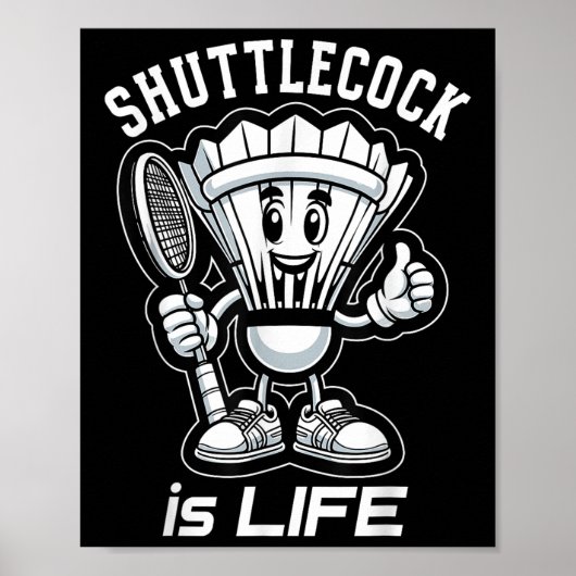 Badminton Forever Cartoon-Shuttlecock und Schläger Poster (Vorne)